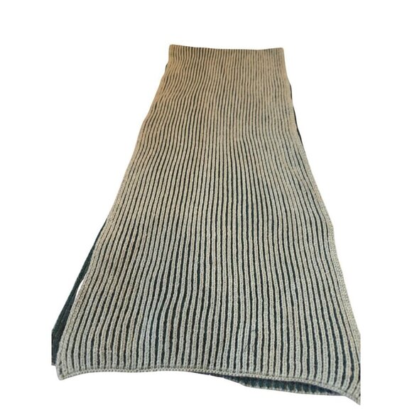 The Drop Womens Bliss Two Toned Ribbed Knit Scarf Green Striped Design One Size - Picture 8 of 12